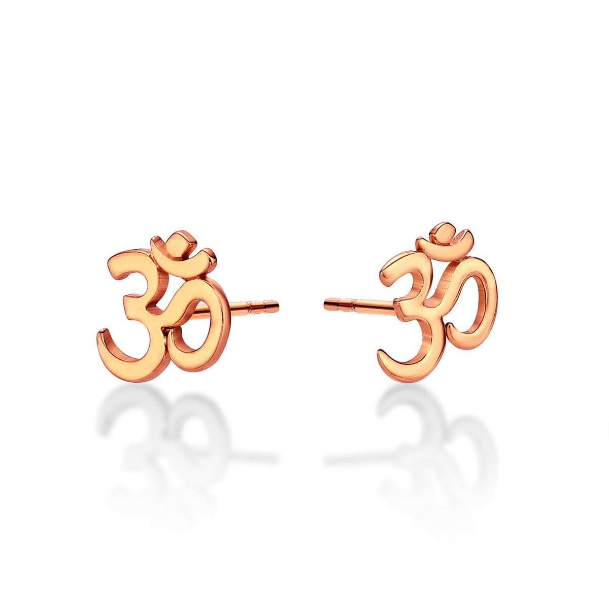 Rose Gold Plated 925 Sterling Silver Divine OM Stud Earrings For Women