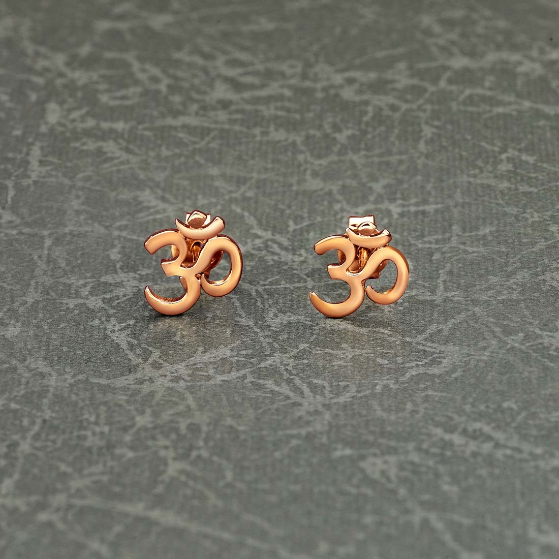 Rose Gold Plated 925 Sterling Silver Divine OM Stud Earrings For Women