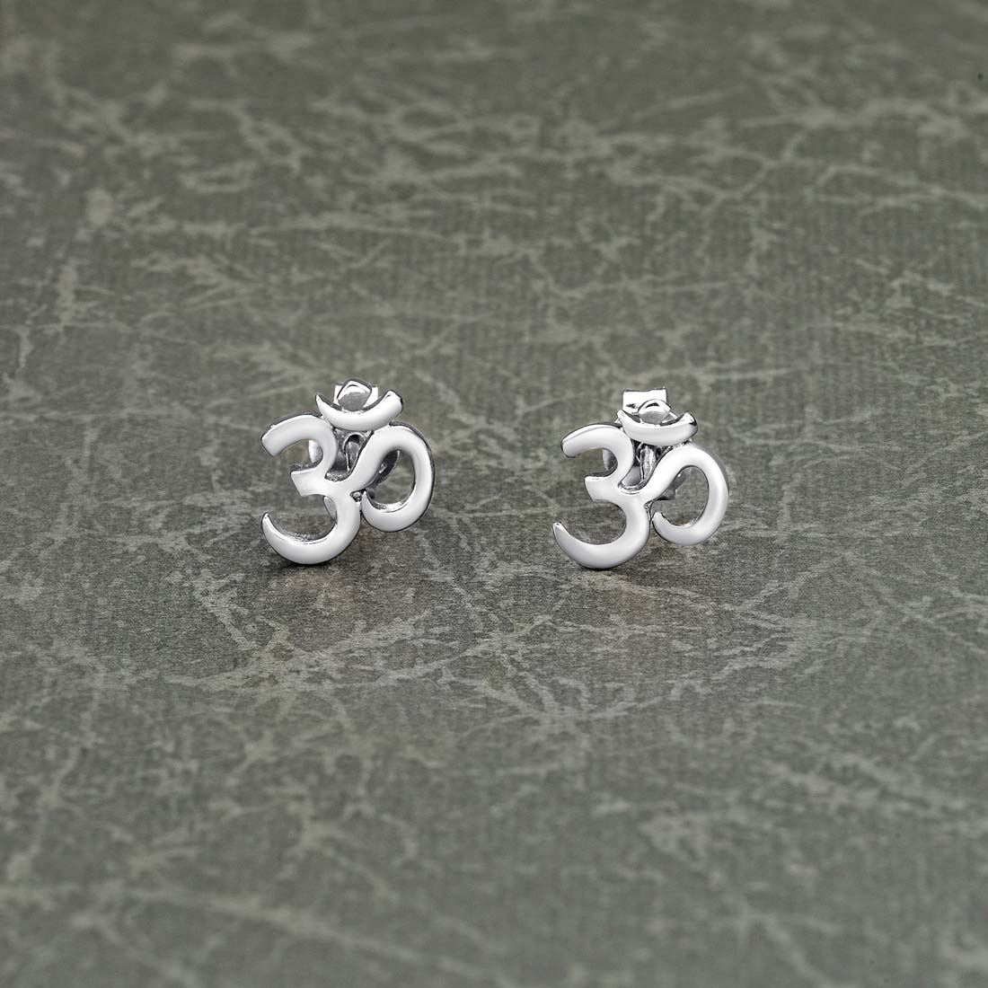 925 Sterling Silver Divine OM Stud Earrings For Women