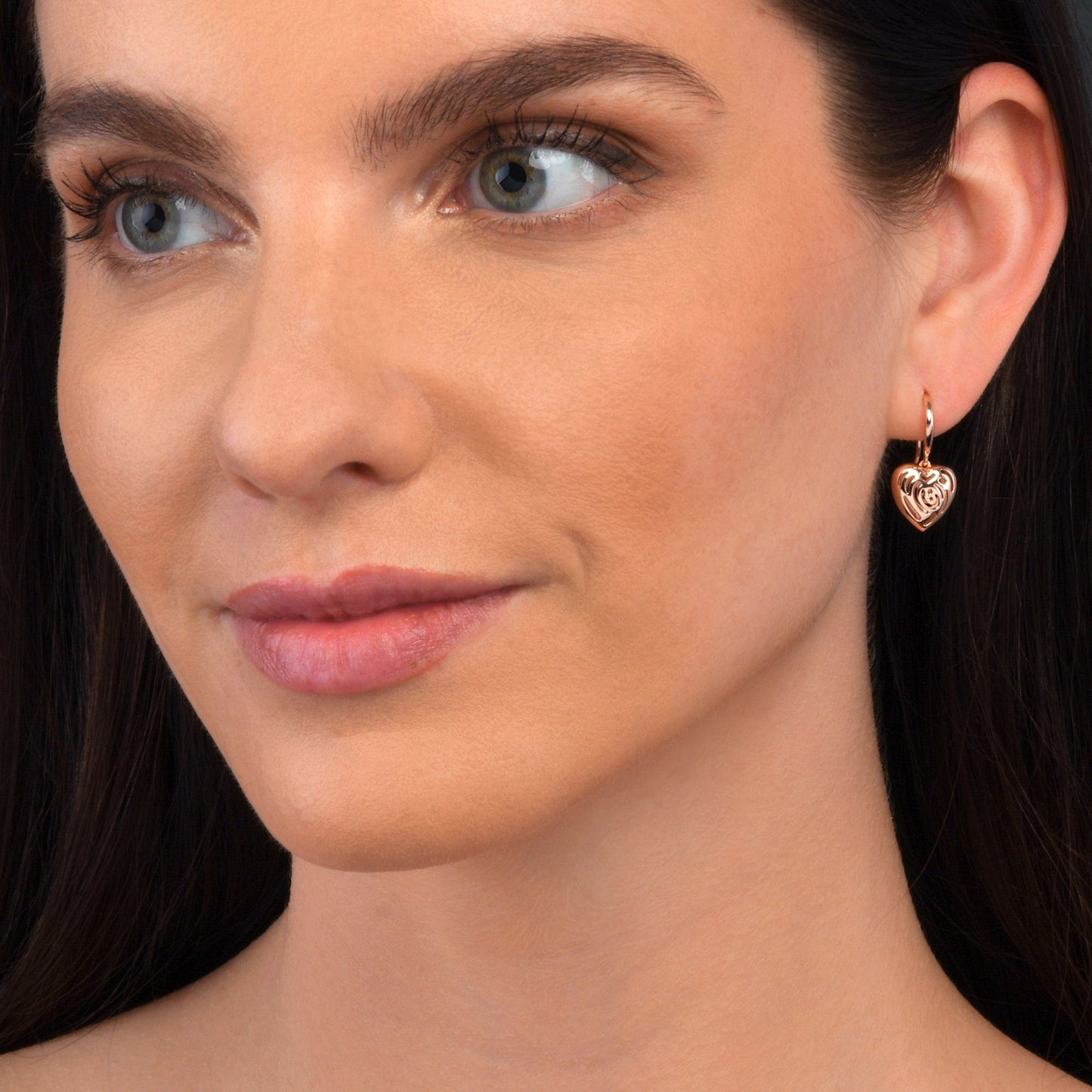 Rose Gold Plated 925 Saterling Silver Heart Drop Earrings for Women