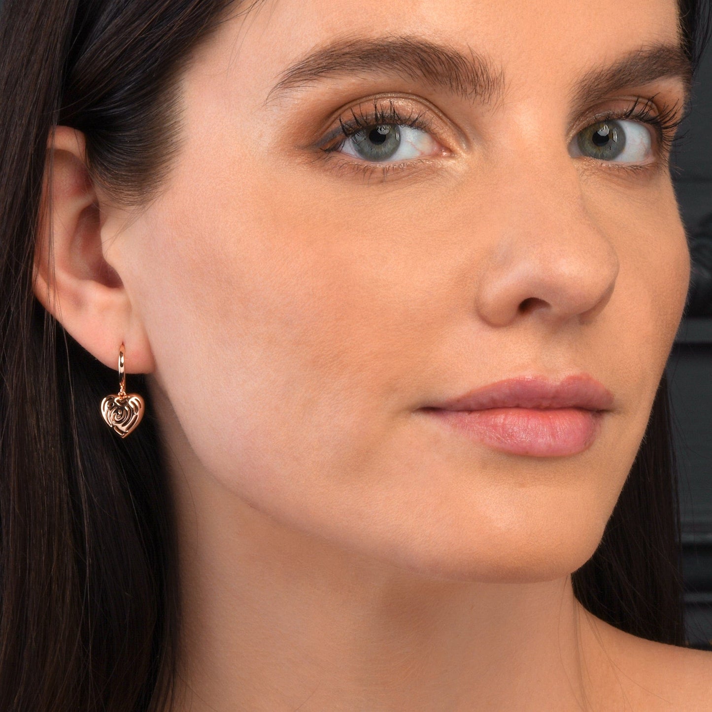 Rose Gold Plated 925 Saterling Silver Heart Drop Earrings for Women