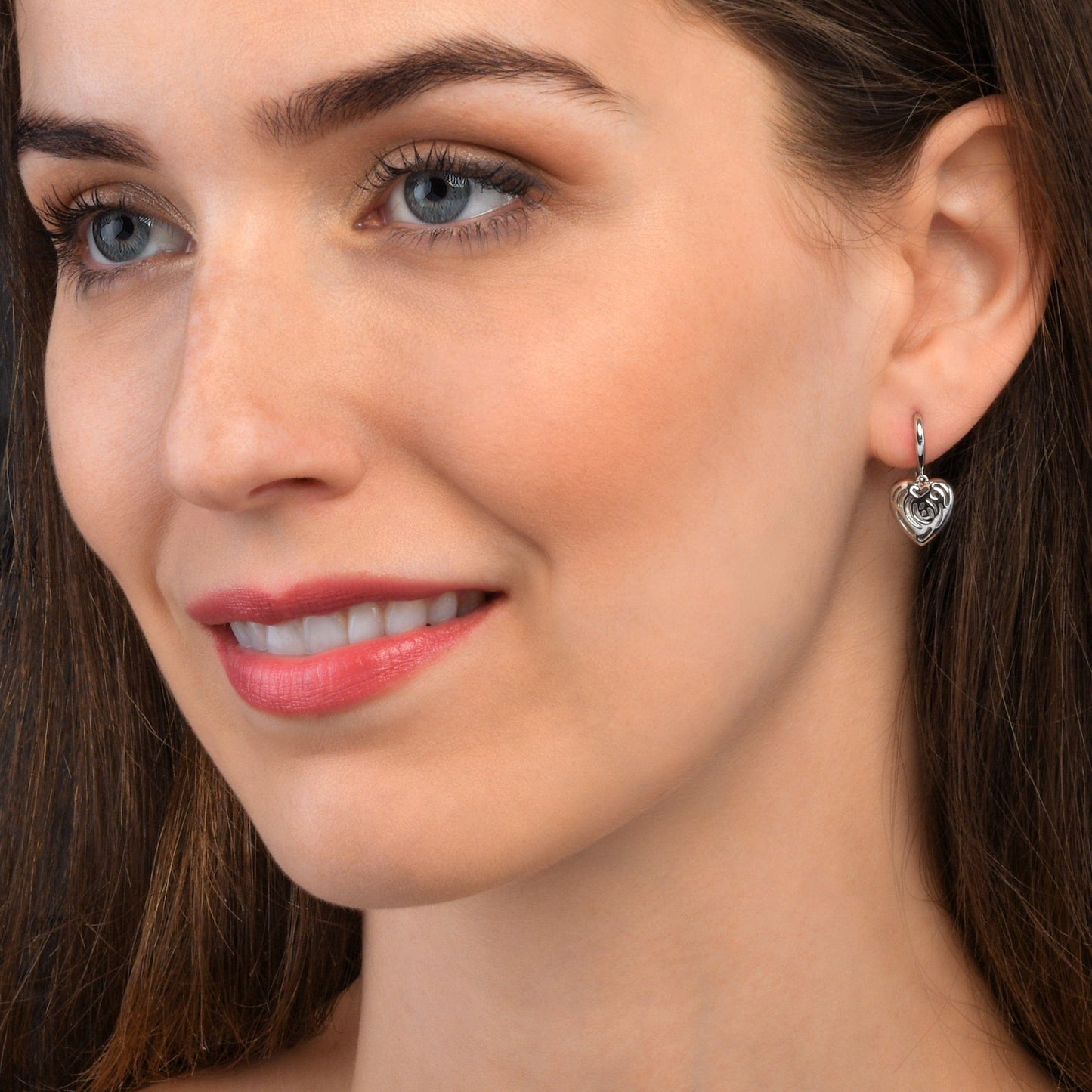 925 Saterling Silver Heart Drop Earrings for Women