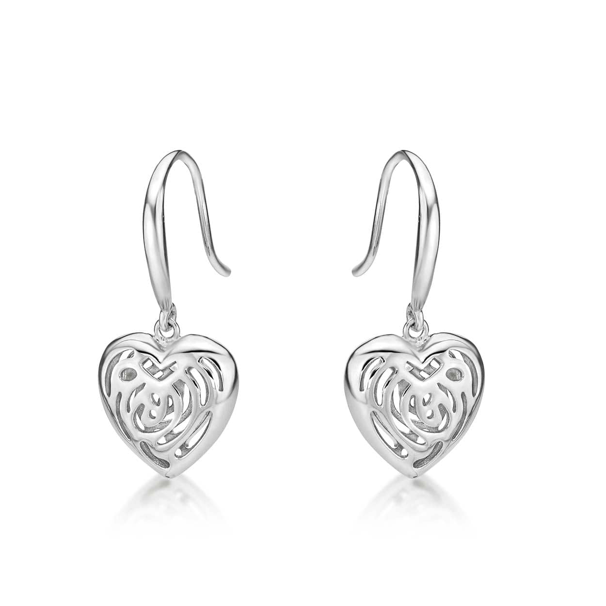 925 Saterling Silver Heart Drop Earrings for Women