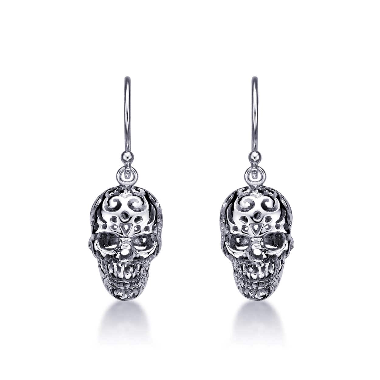 925 Sterling Silver Gothic Skull Earrings For Women