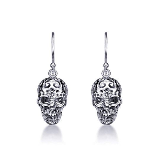 925 Sterling Silver Gothic Skull Earrings For Women