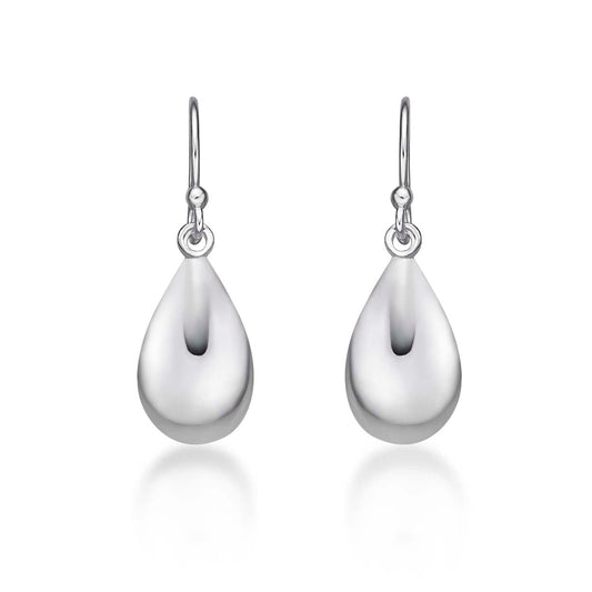 Plain Polished 925 Sterling Silver Tear Drop Earrings For Women