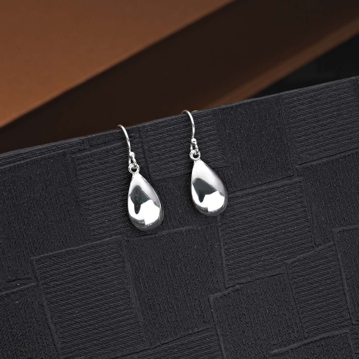 Plain Polished 925 Sterling Silver Tear Drop Earrings For Women