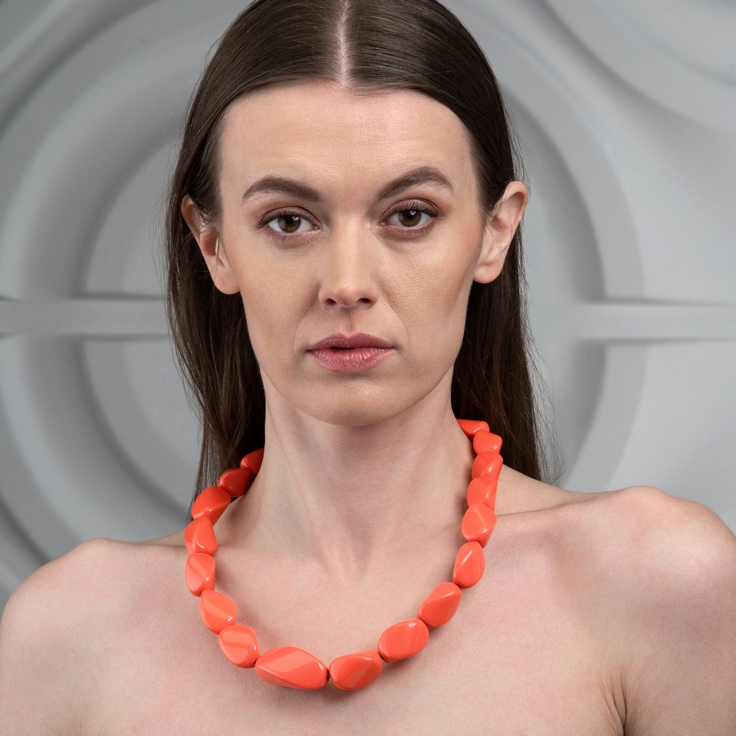 Twisted Coral Orange Chunky Statement Necklace for Women