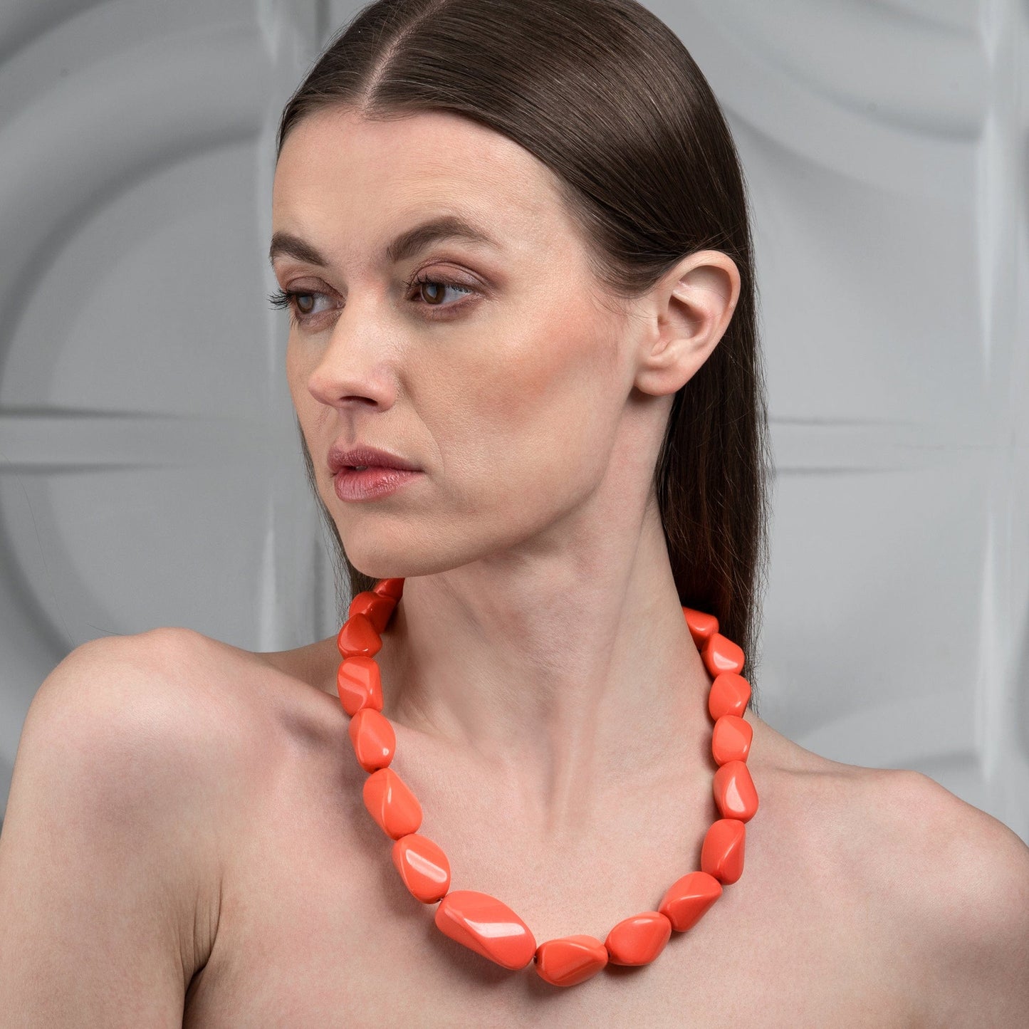 Twisted Coral Orange Chunky Statement Necklace for Women