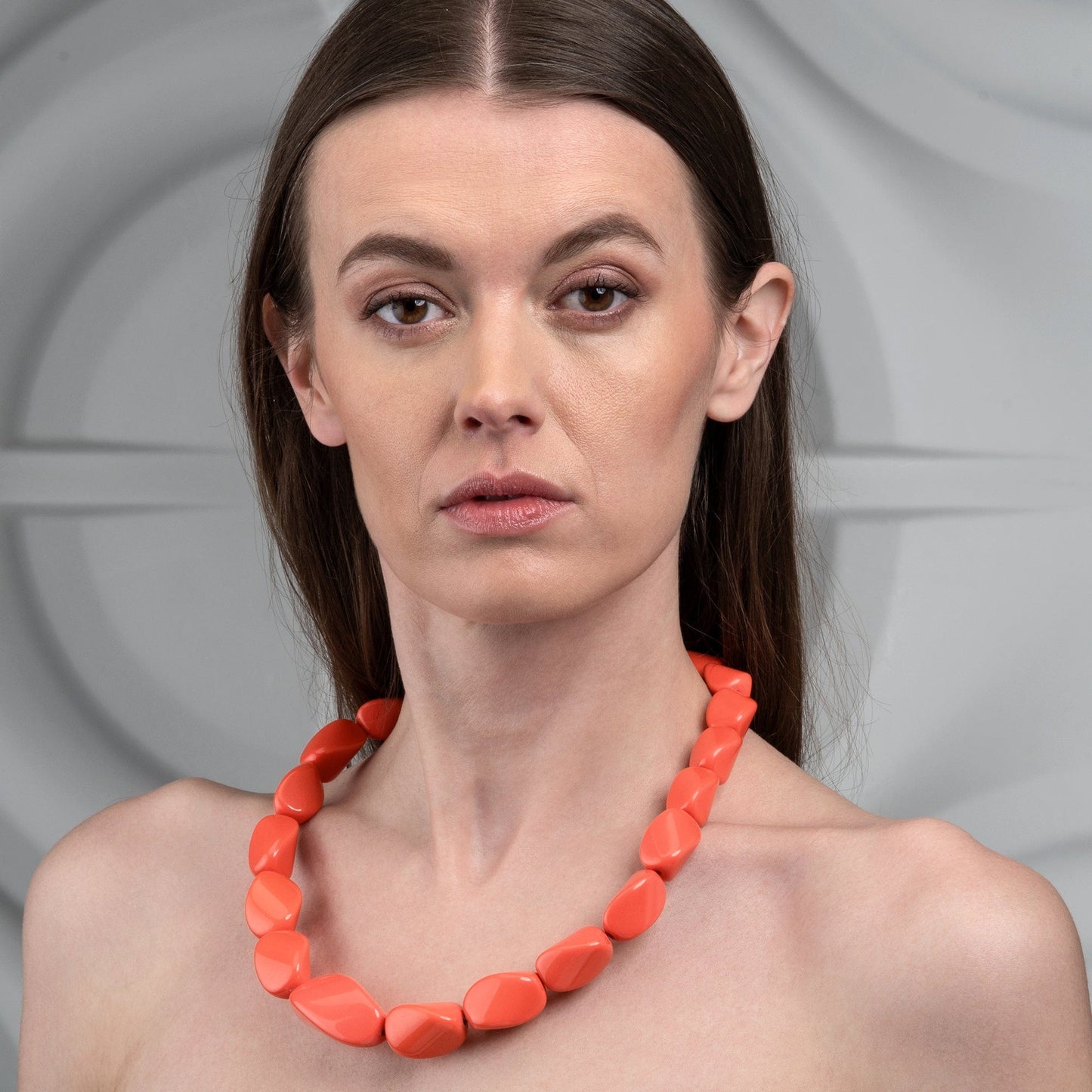 Twisted Coral Orange Chunky Statement Necklace for Women