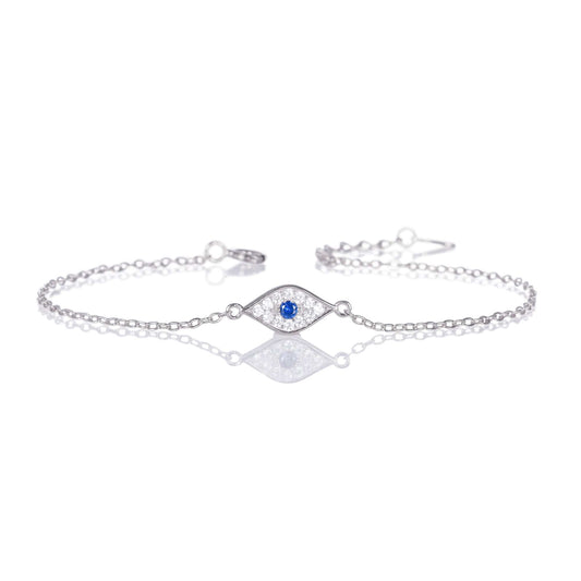 925 Sterling Silver Evil Eye Bracelet with Cubic Zirconia For Women