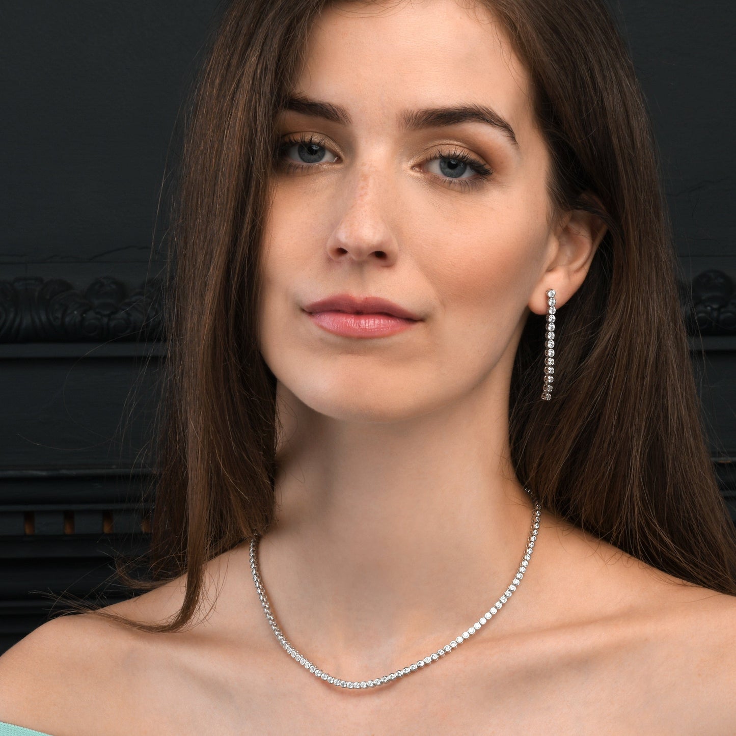 925 Sterling Silver Bezel Set Tennis Necklace