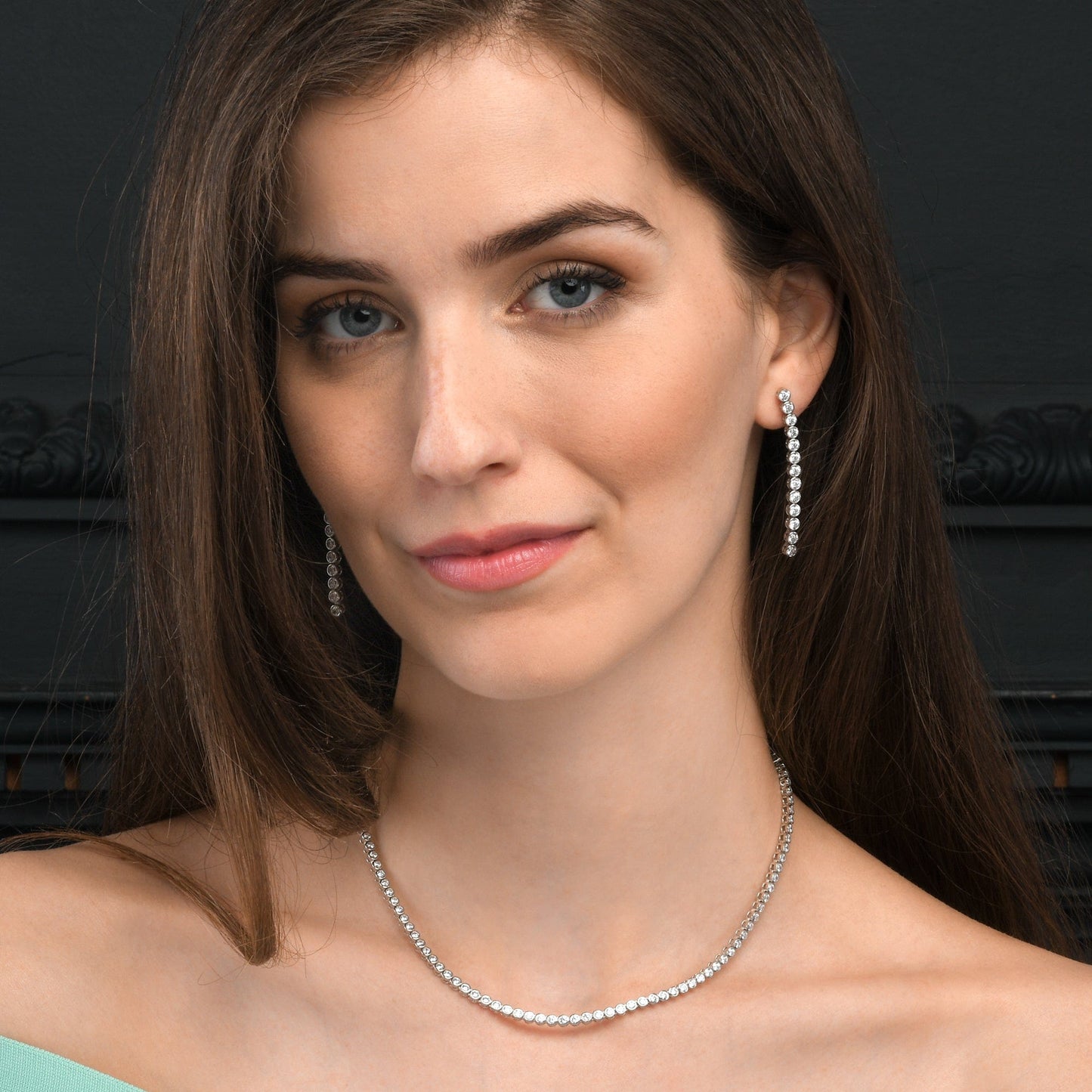 925 Sterling Silver Bezel Set Tennis Necklace