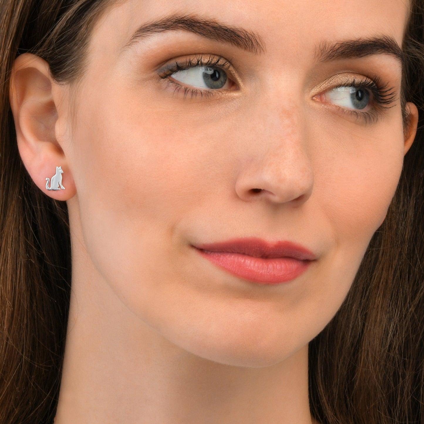925 Sterling Silver Cute Cat Shaped Small Stud Earrings for Women