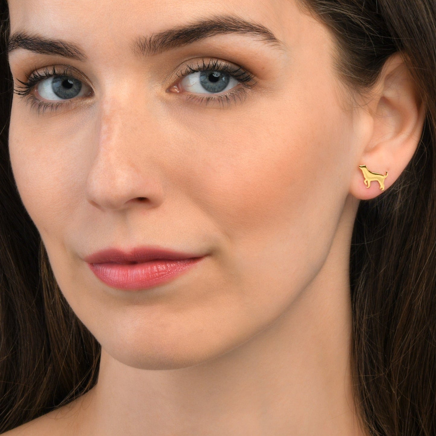 Gold Plated 925 Sterling Silver Cute Dog Shaped Small Stud Earrings for Women