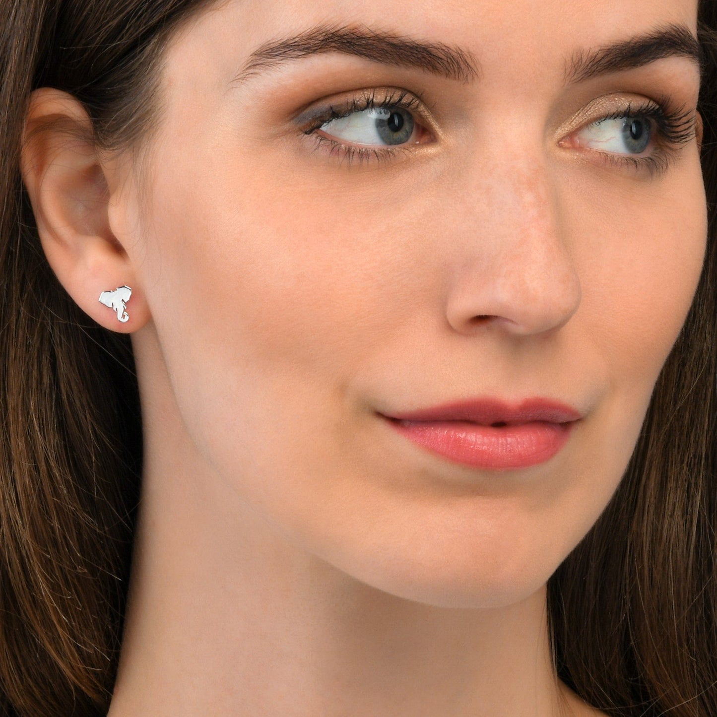 925 Sterling Silver Small Elephant Head Shaped Studs For Women