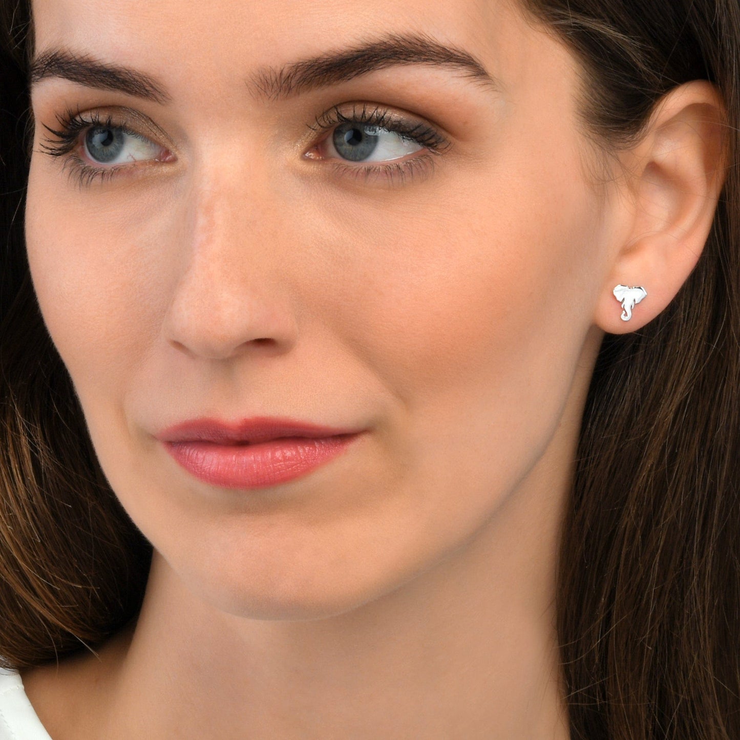 925 Sterling Silver Small Elephant Head Shaped Studs For Women