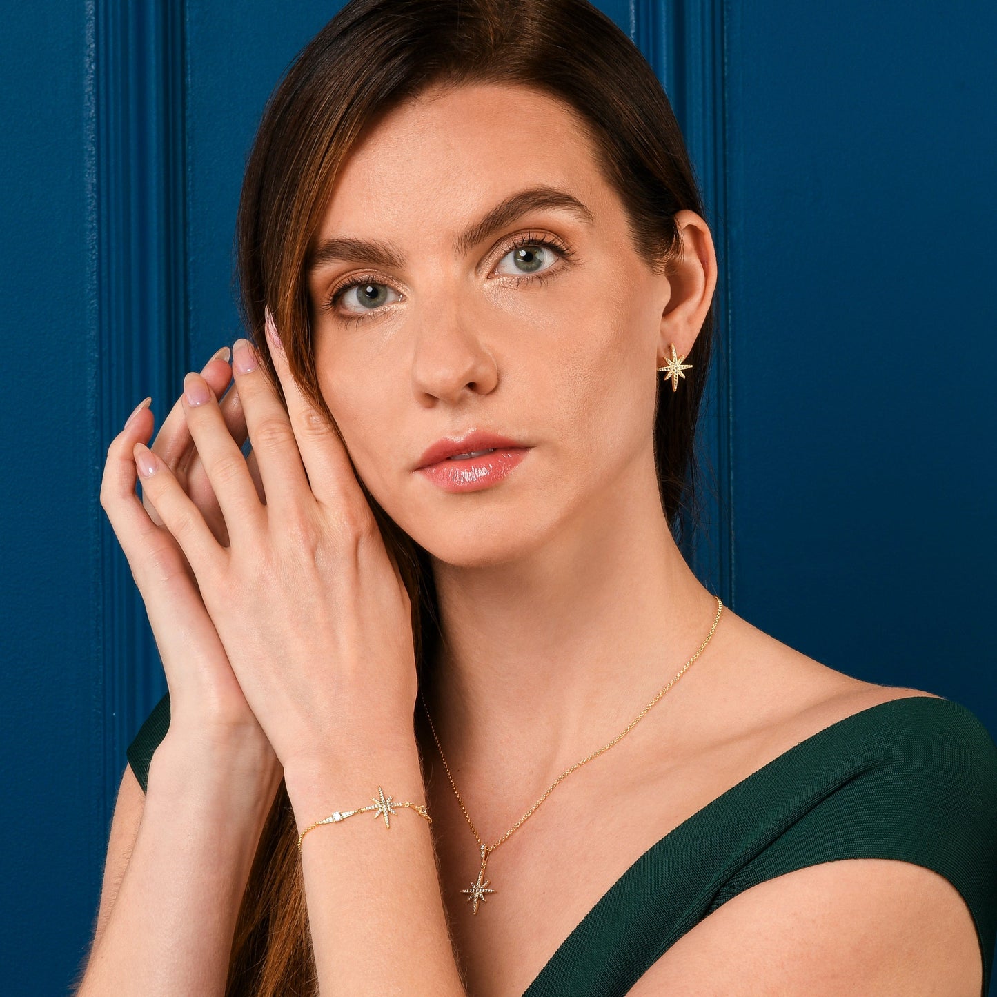 North Star Gold Bracelet with Cubic Zirconia