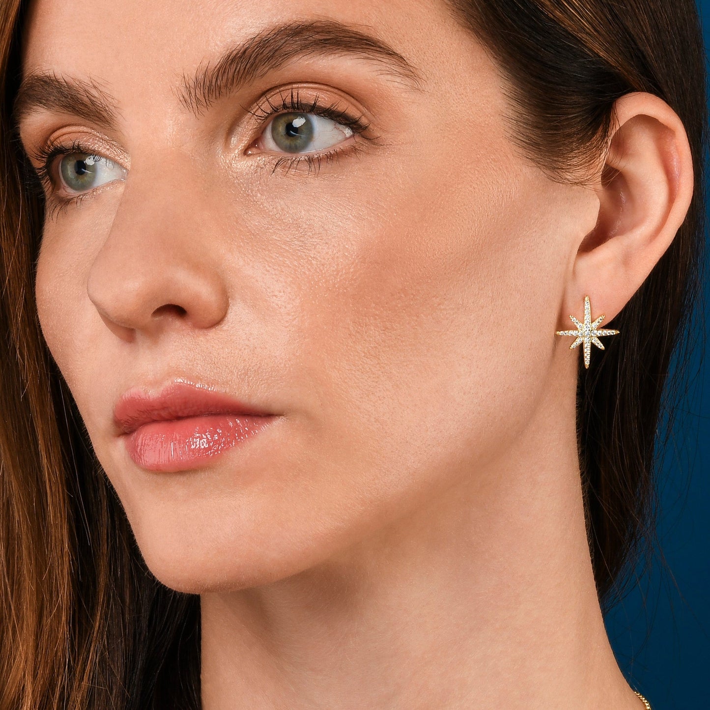 North Star Gold Earrings with Cubic Zirconia