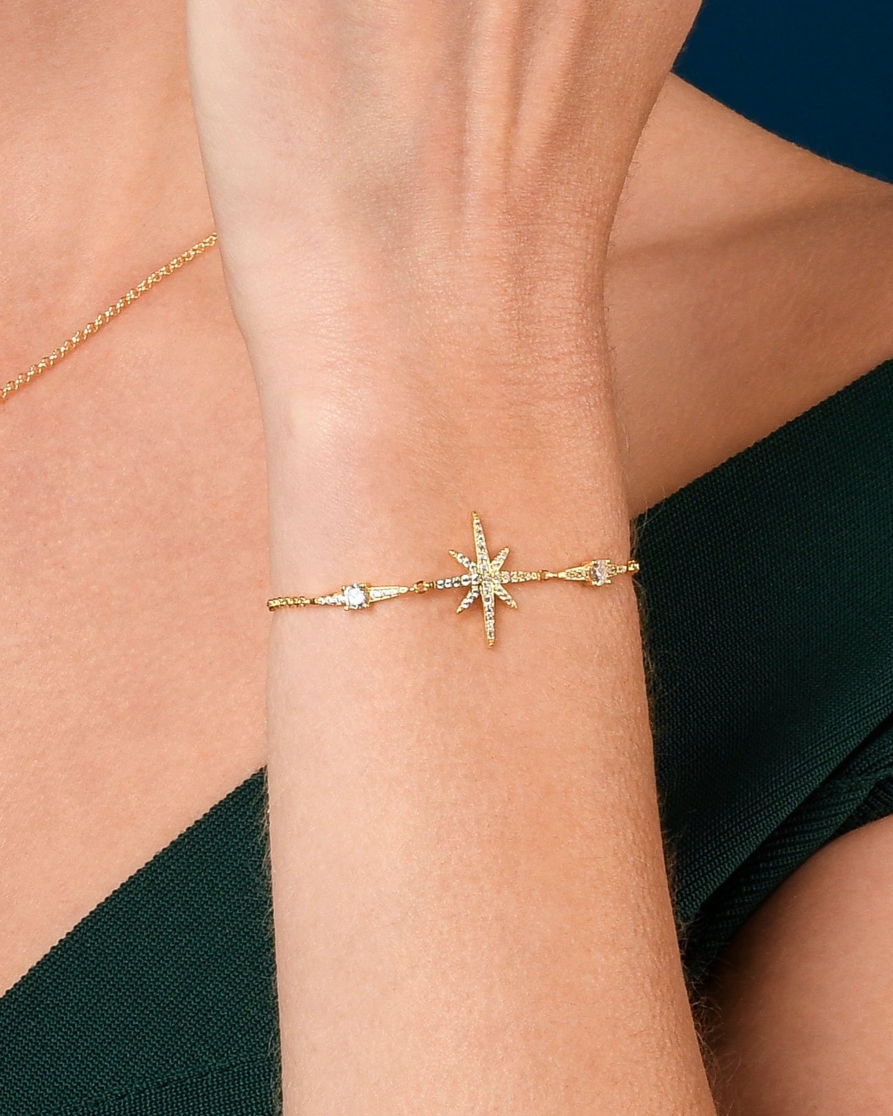 North Star Gold Bracelet with Cubic Zirconia