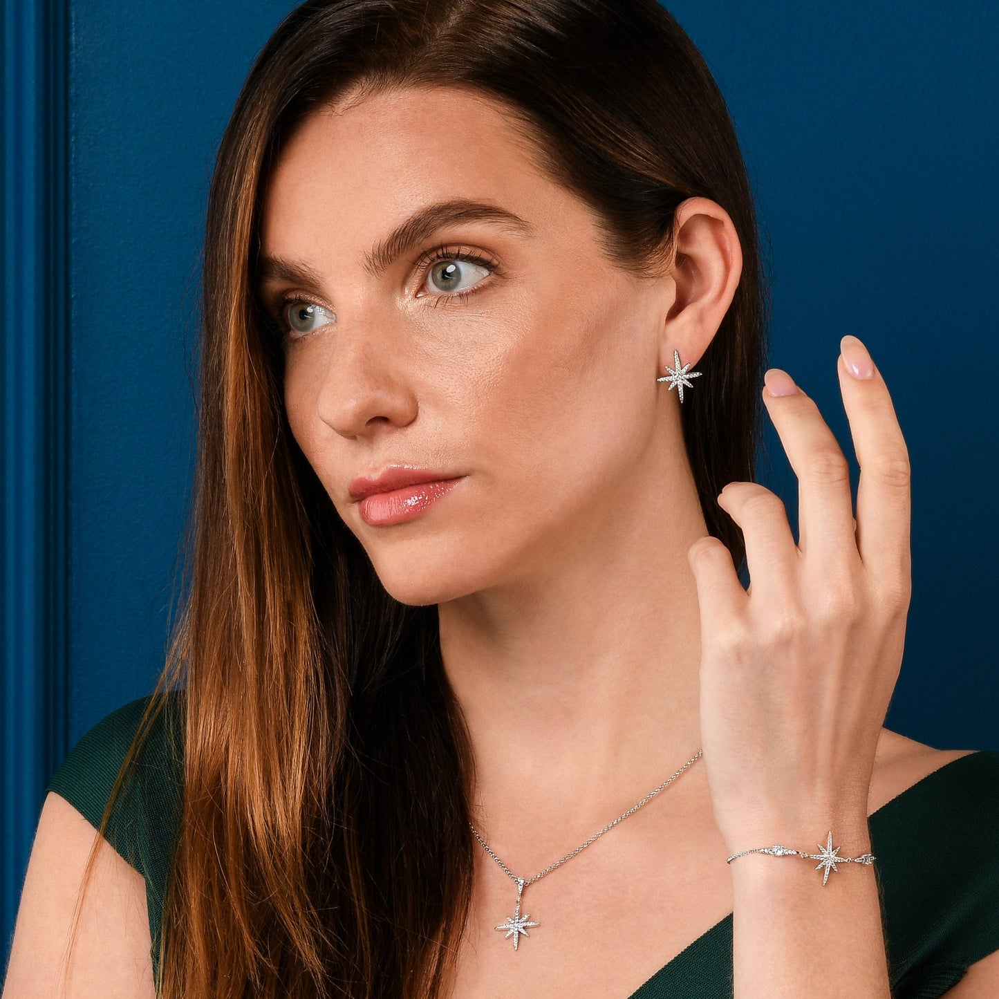 North Star Earrings with Cubic Zirconia