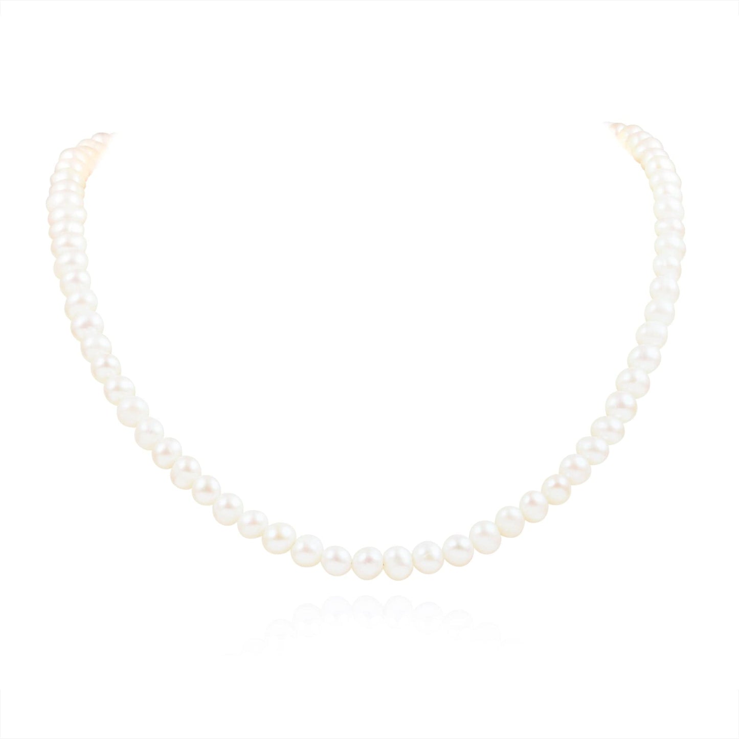 20-inch Long Freshwater Pearl Necklace in 925 Sterling Silver for Women