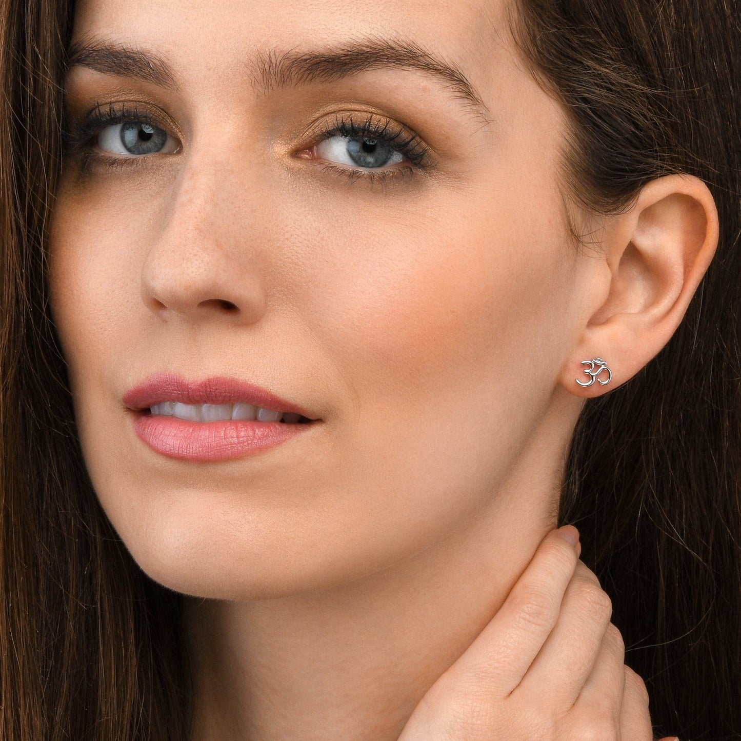 925 Sterling Silver Divine OM Stud Earrings For Women