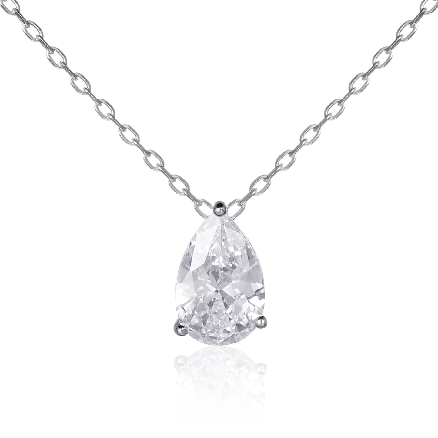 925 Sterling Silver Pear Drop Pendant Necklace For Women