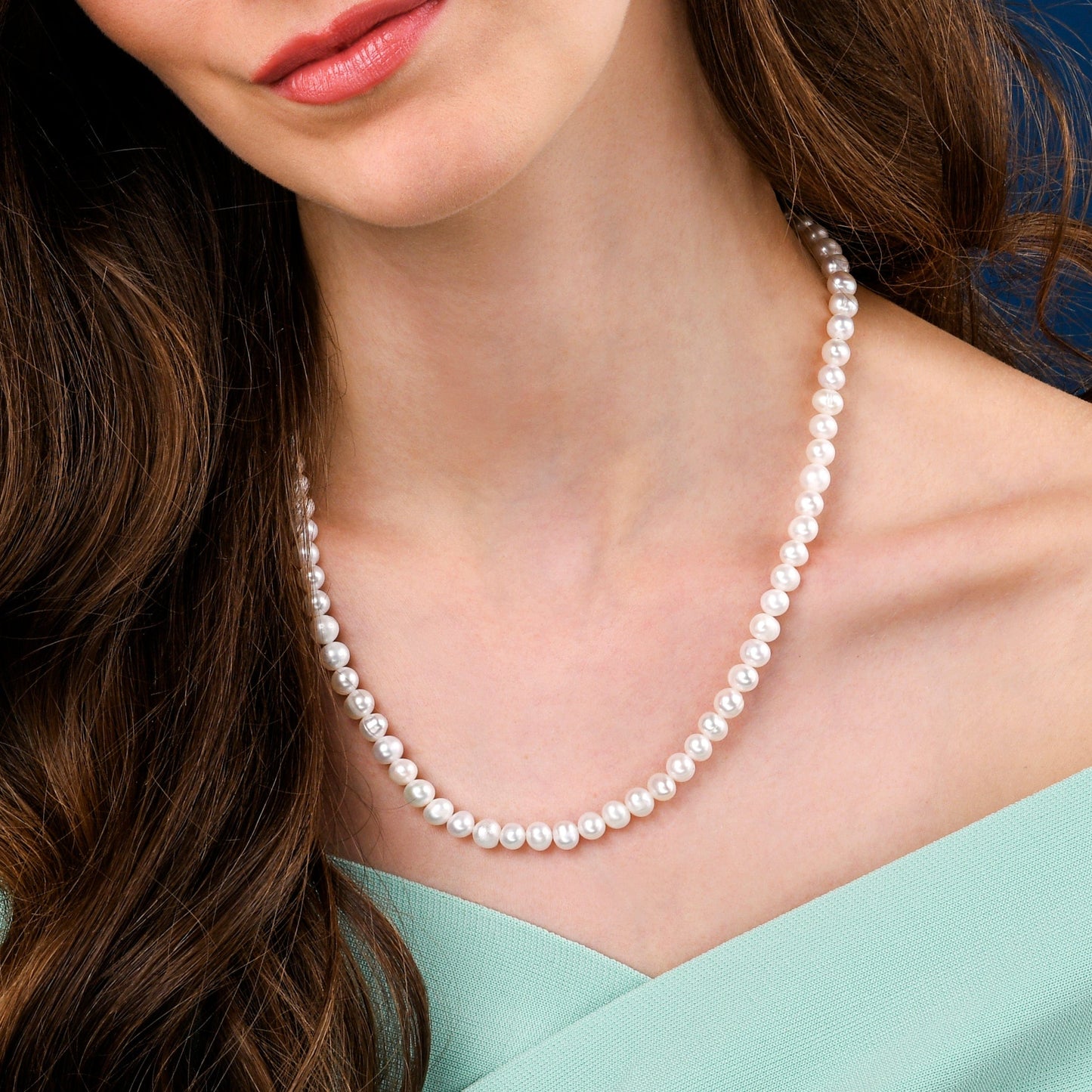 20-inch Long Freshwater Pearl Necklace in 925 Sterling Silver for Women
