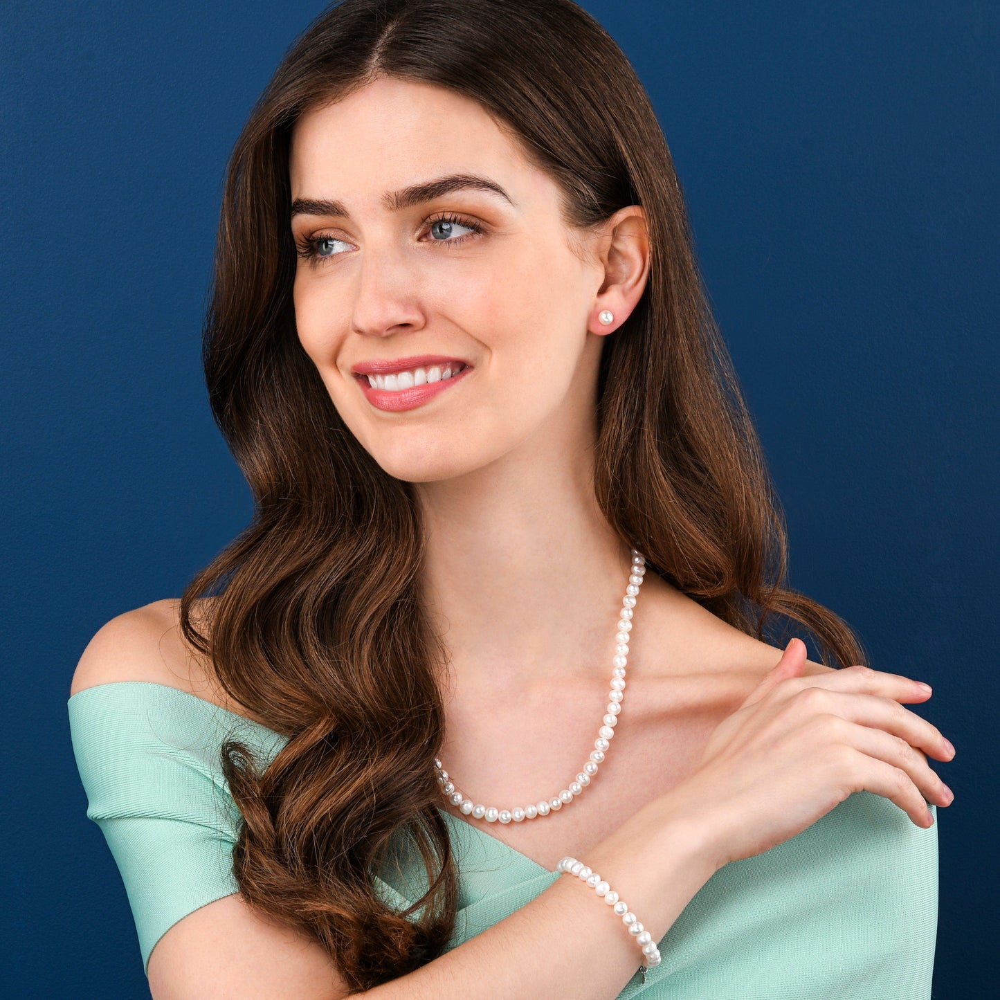 20-inch Long Freshwater Pearl Necklace in 925 Sterling Silver for Women