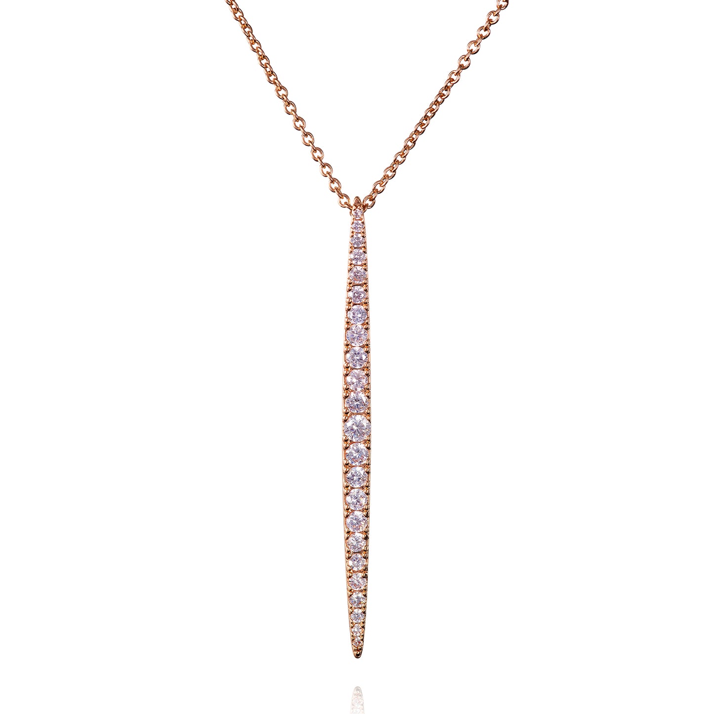 Rose Gold Plated Long Bar Pendant Necklace for Women