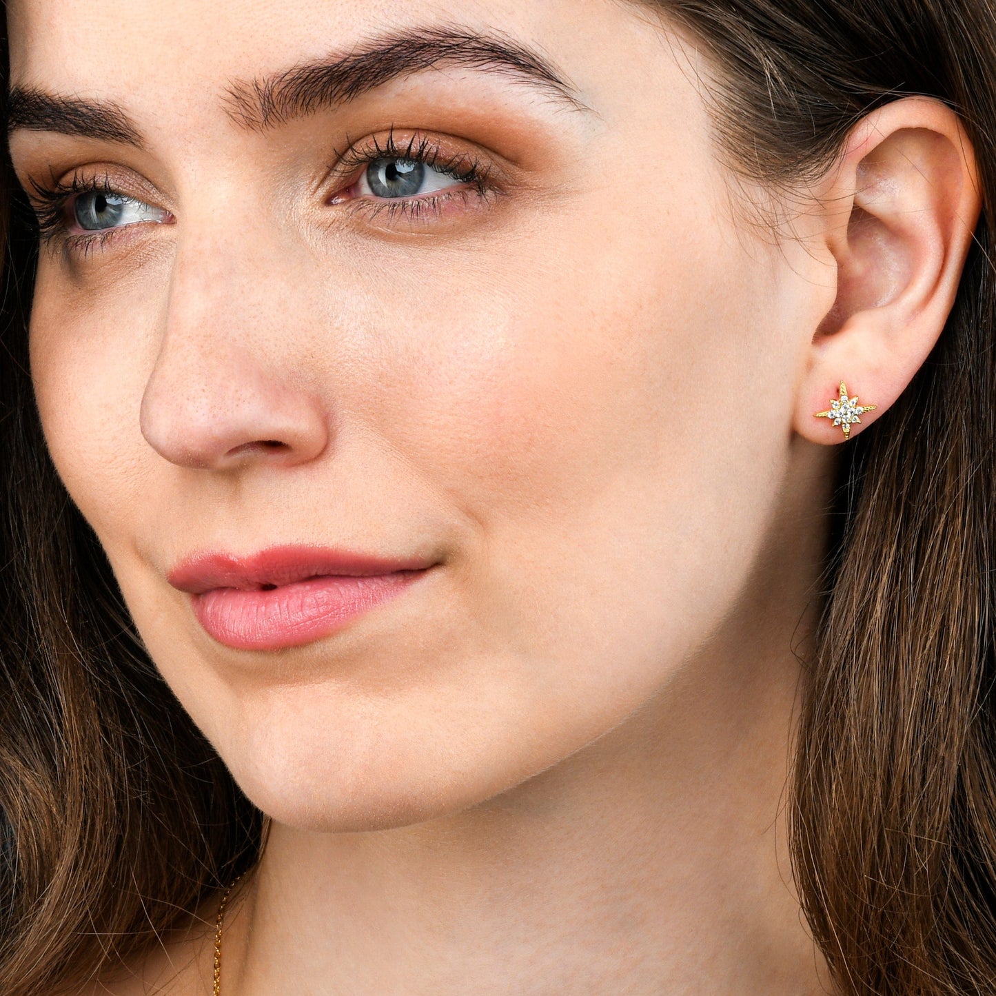 Gold Plated North Stud Earrings for Women