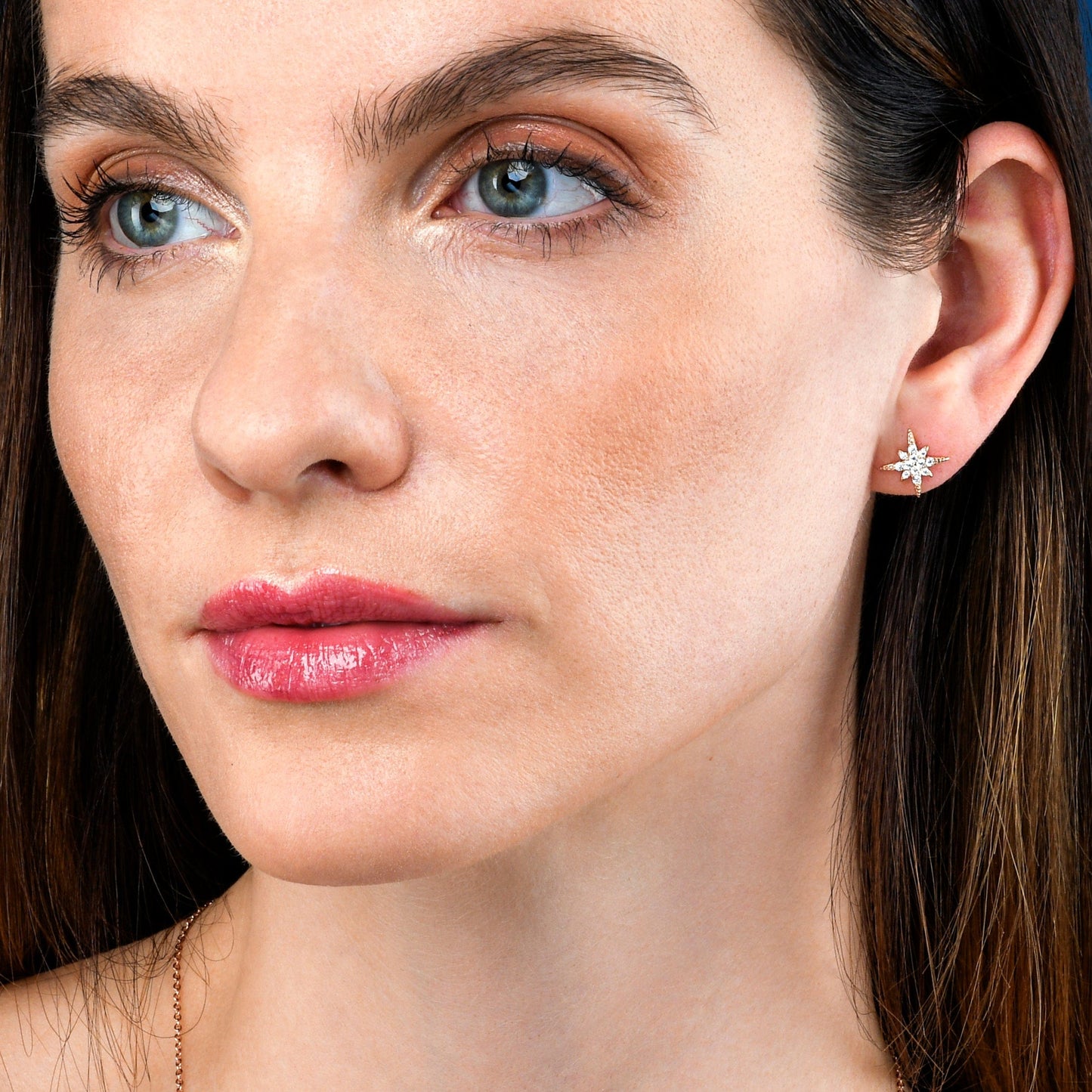 Rose Gold North Star Stud Earrings for Women