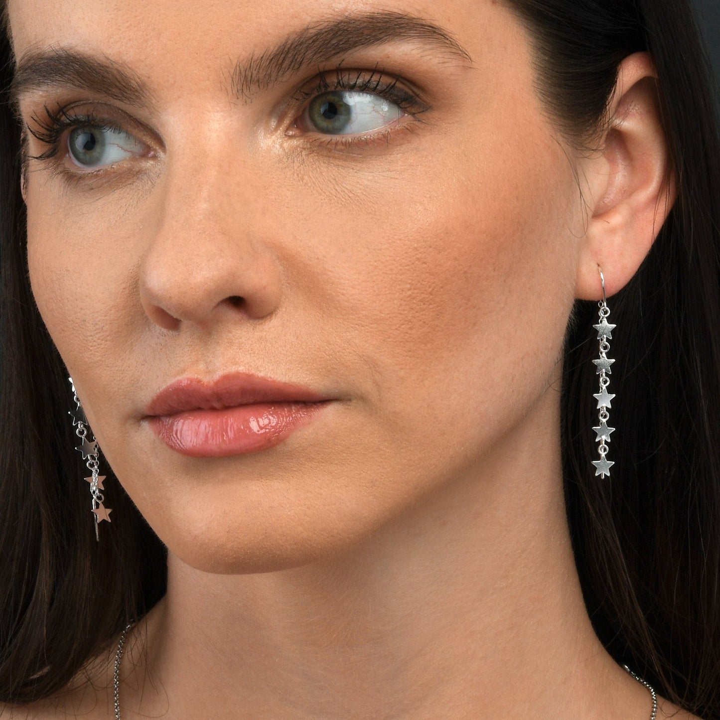 925 Sterling Silver Dainty Threader Earrings for Women with Star Motifs