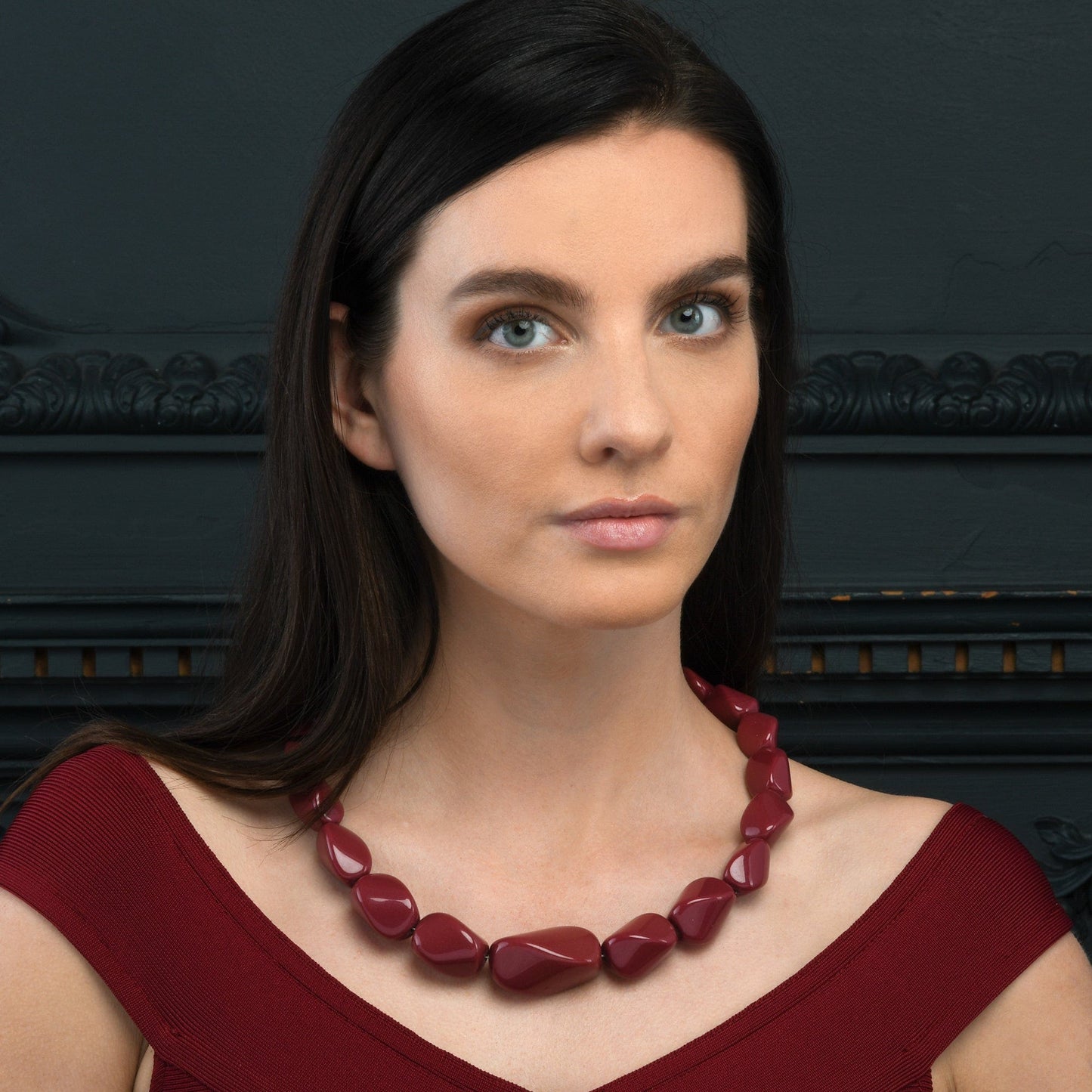 Twisted Burgundy Chunky Statement Necklace for Women