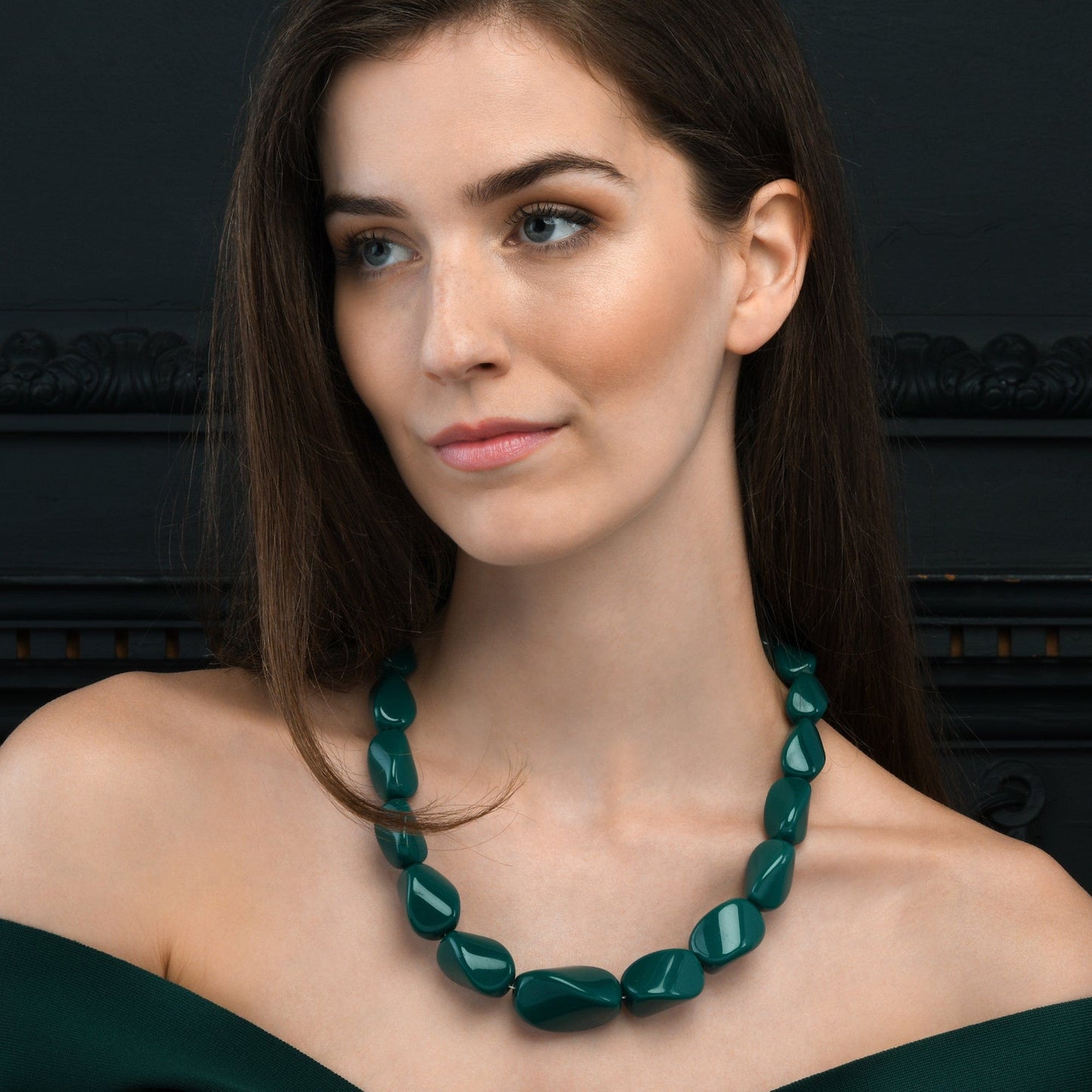 Twisted Green Chunky Statement Necklace for Women