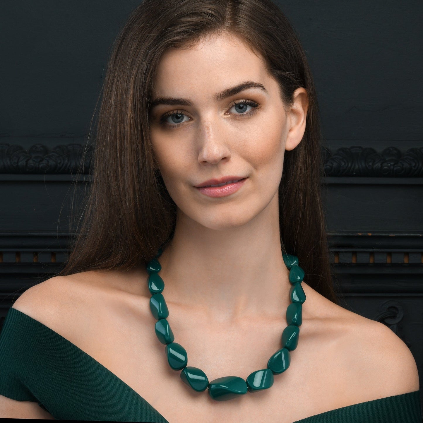 Twisted Green Chunky Statement Necklace for Women
