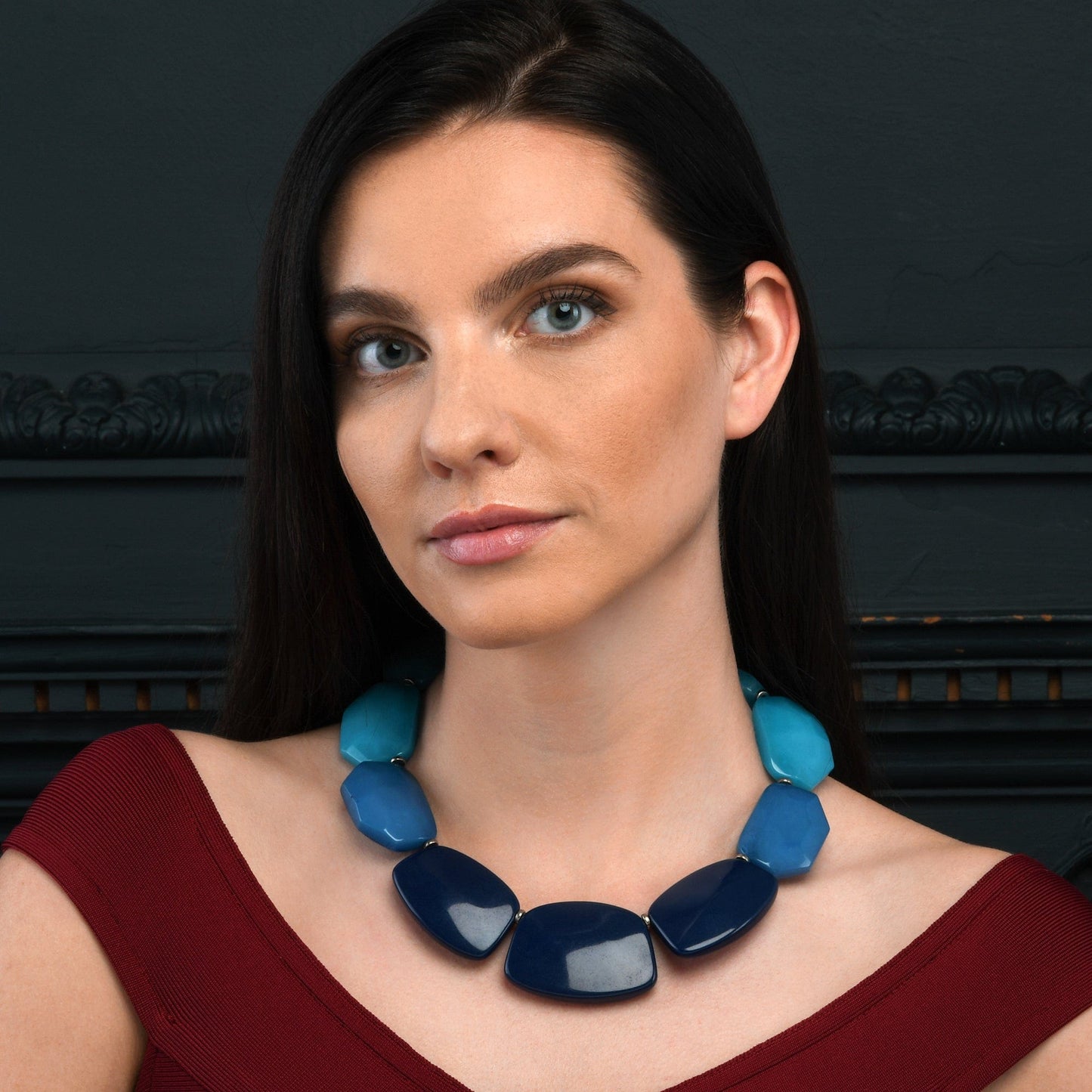Chunky Blue Statement Necklace for Women