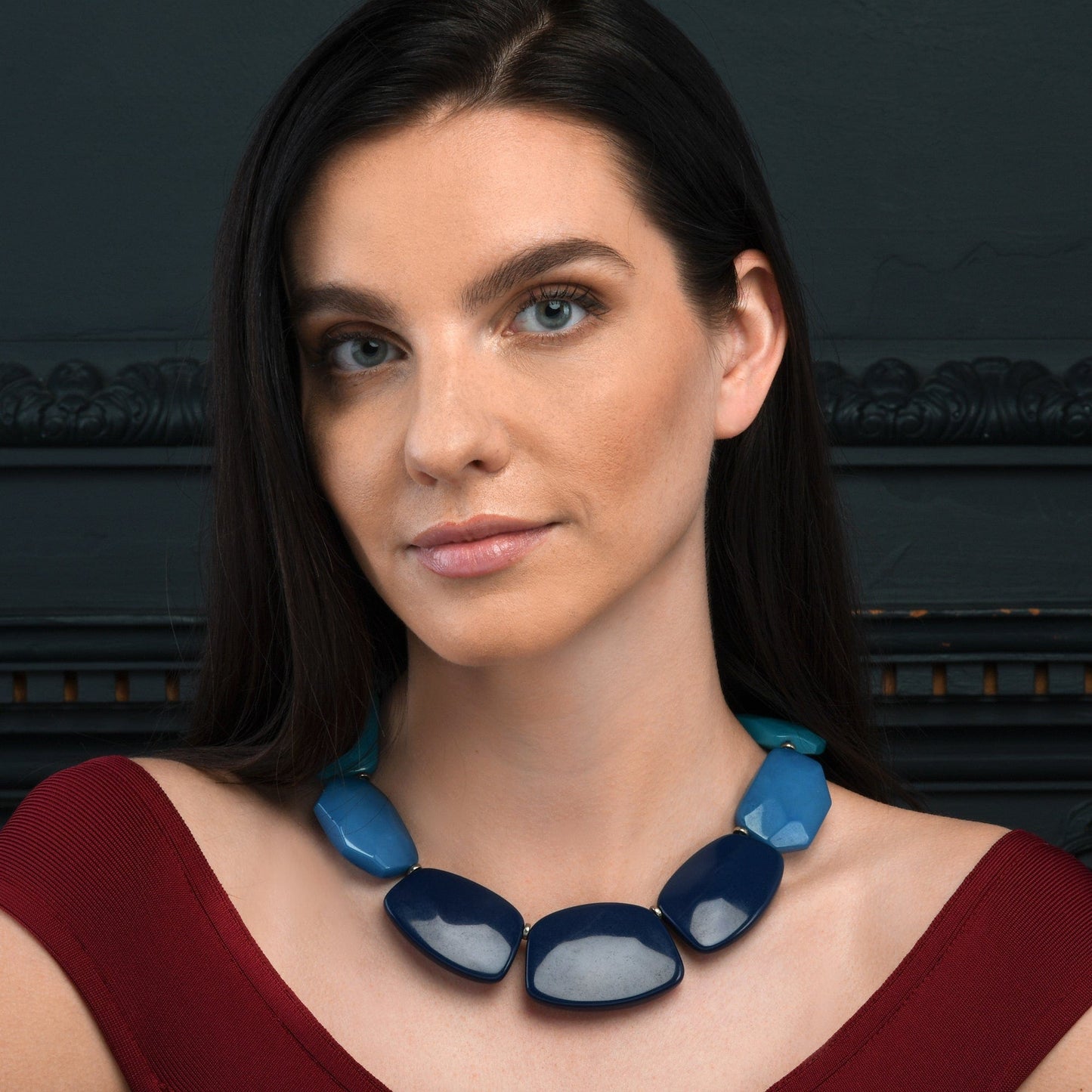 Chunky Blue Statement Necklace for Women