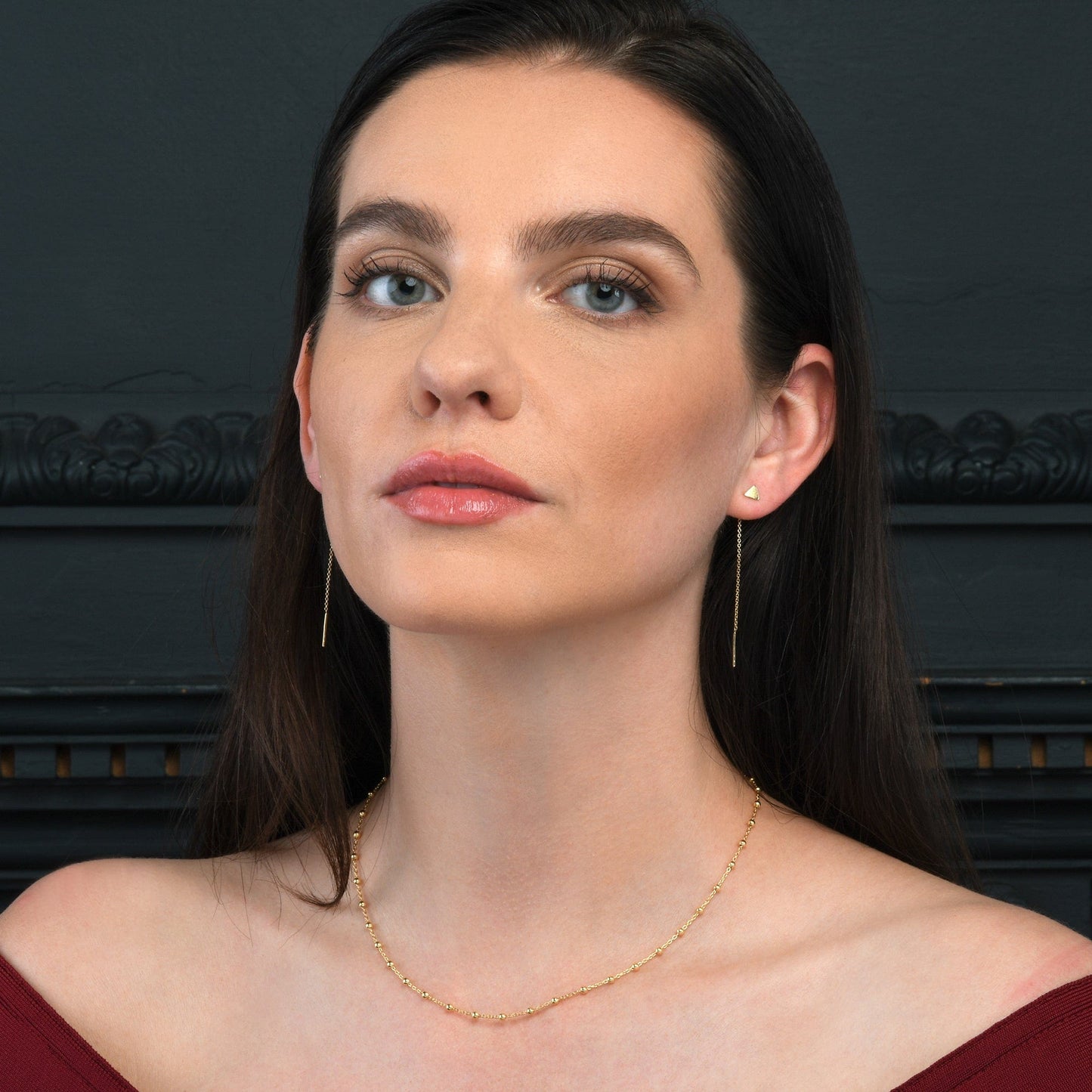Gold Plated 925 Sterling Silver Dainty Long Chain Threader Earrings for Women