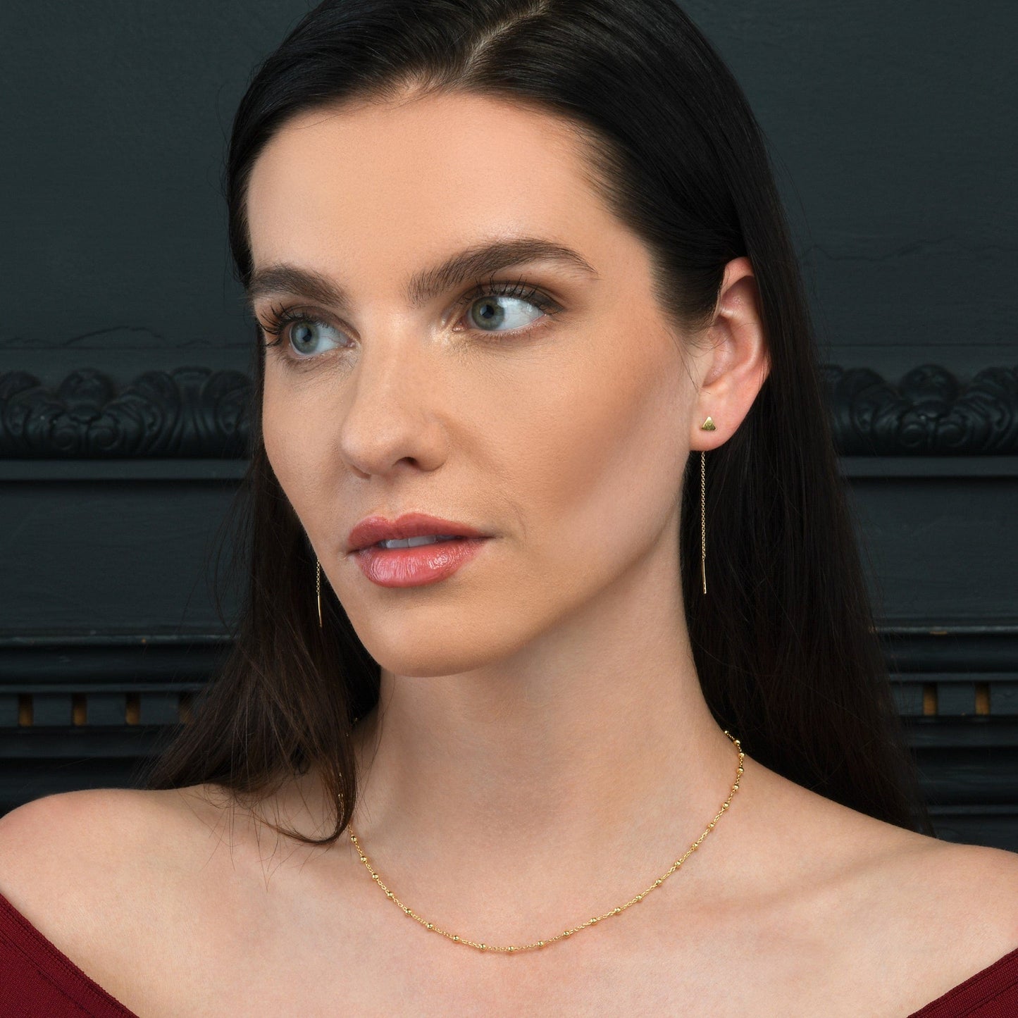 Gold Plated 925 Sterling Silver Dainty Long Chain Threader Earrings for Women