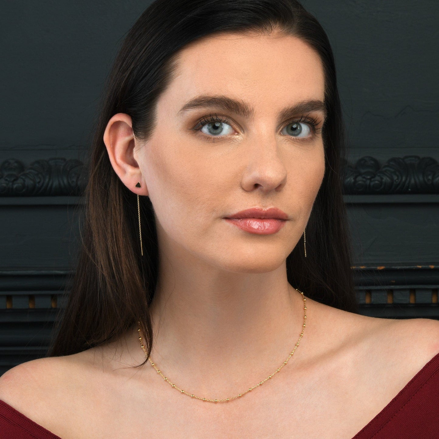 Gold Plated 925 Sterling Silver Dainty Long Chain Threader Earrings for Women