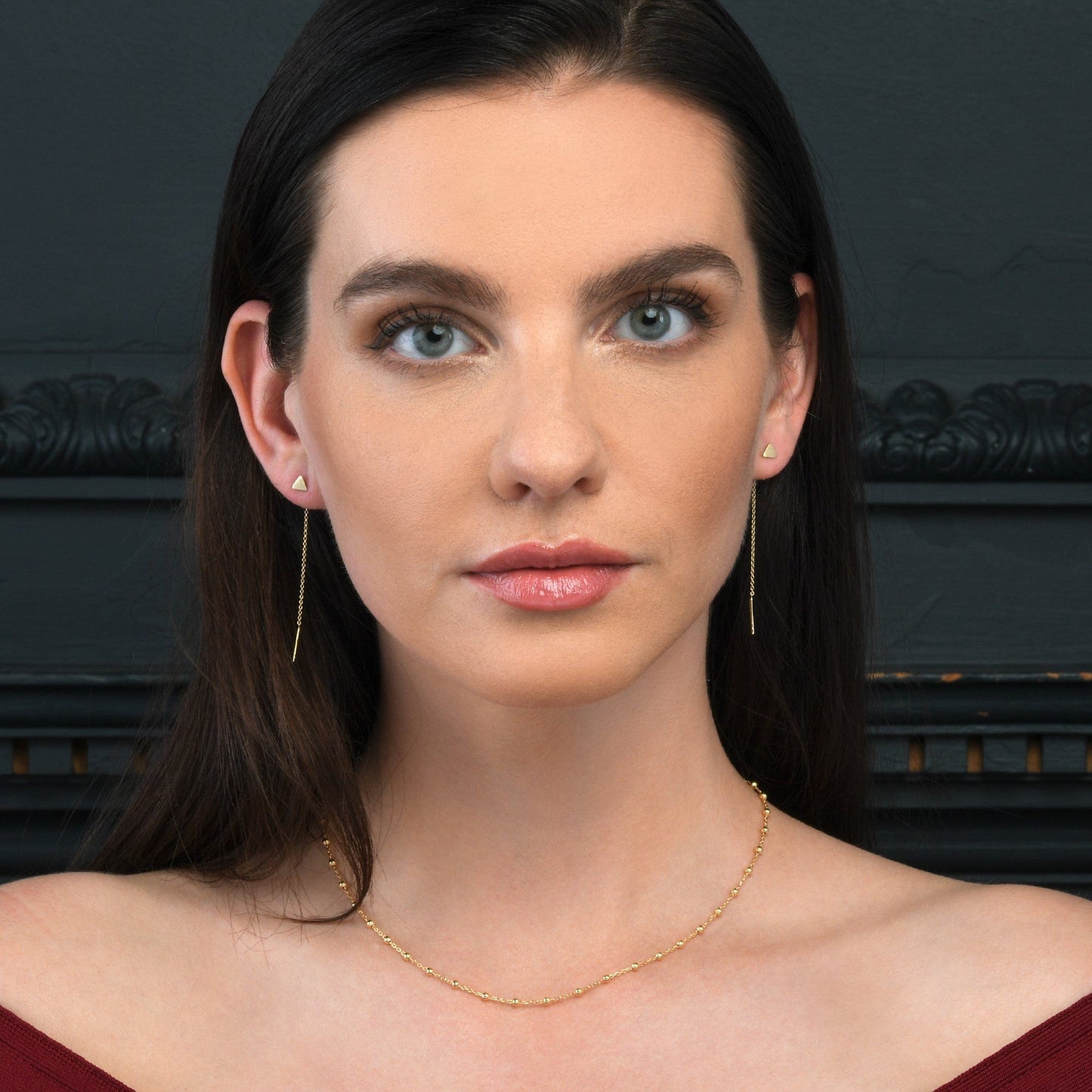 Gold Plated 925 Sterling Silver Dainty Long Chain Threader Earrings for Women