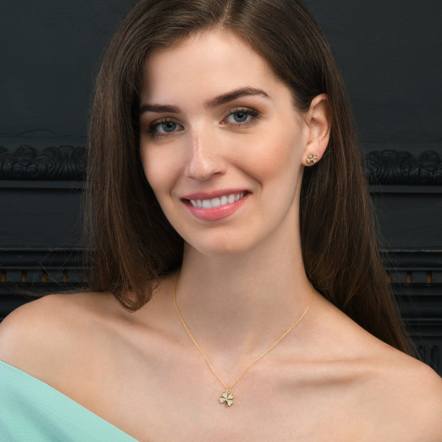 Gold Plated 925 Sterling Silver 4 Leaf Clover Pendant Necklace for Women
