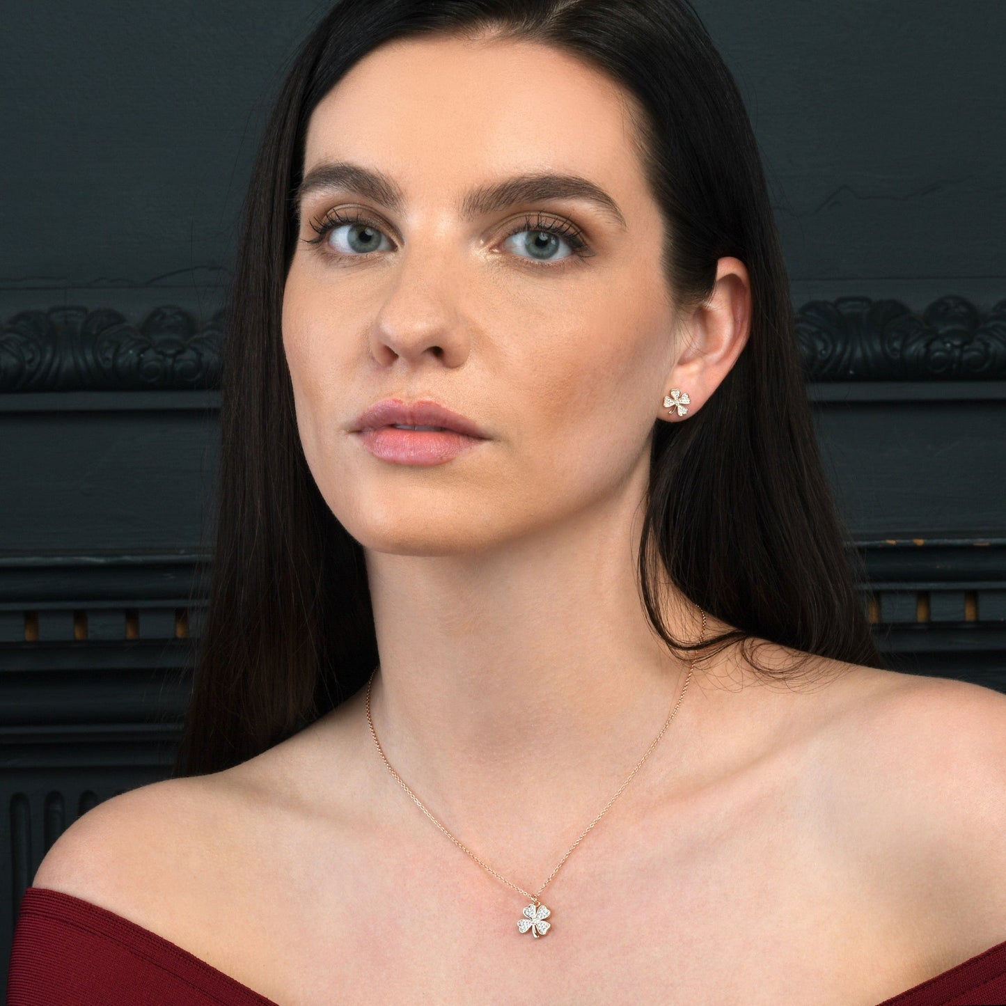 Rose gold Plated 925 Sterling Silver 4 Leaf Clover Pendant Necklace for Women
