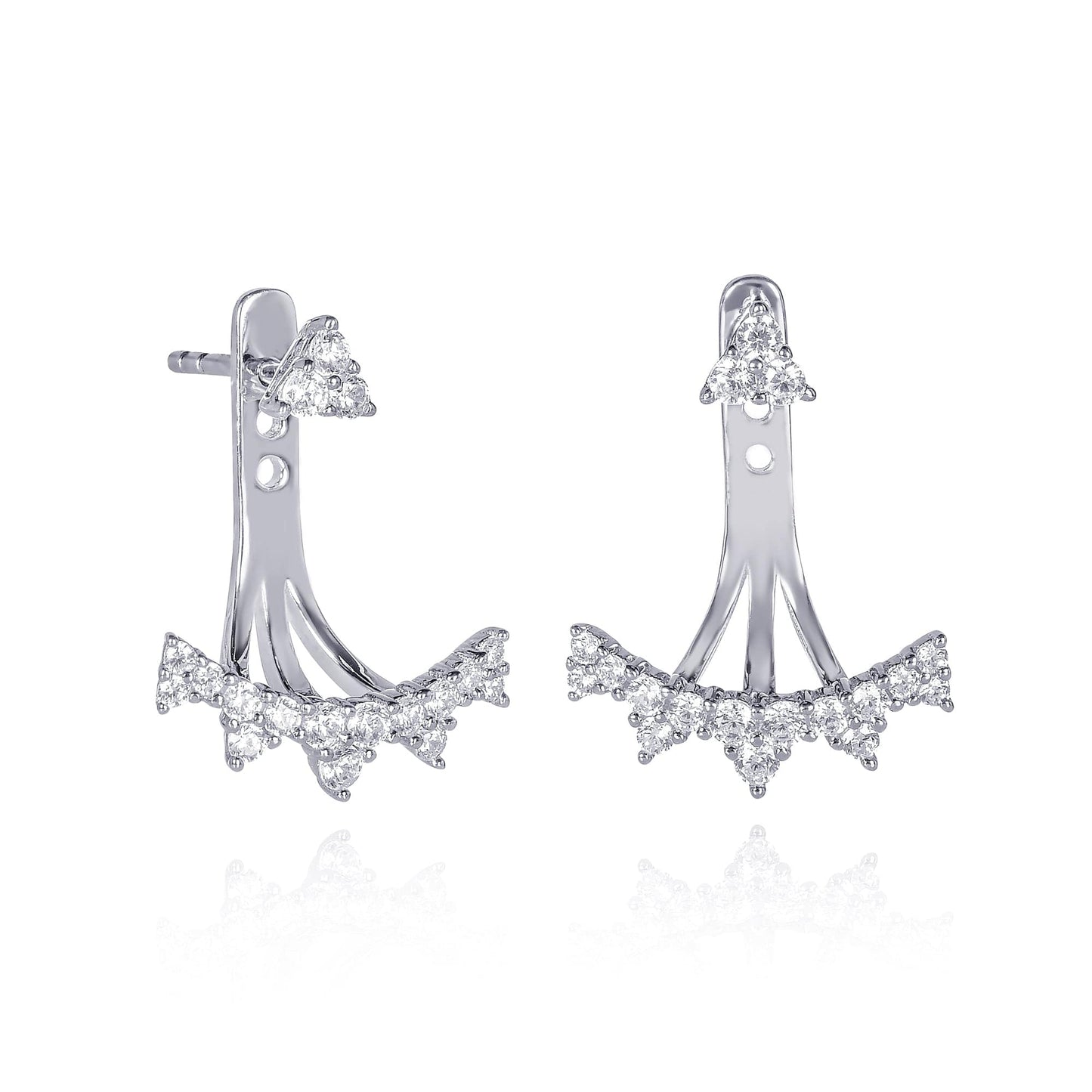 Sterling Silver Crown Ear Jacket Earrings for Women
