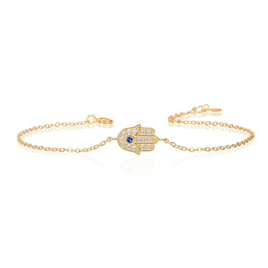 Dainty Gold Plated 925 Sterling Silver Hamza Bracelet For Women