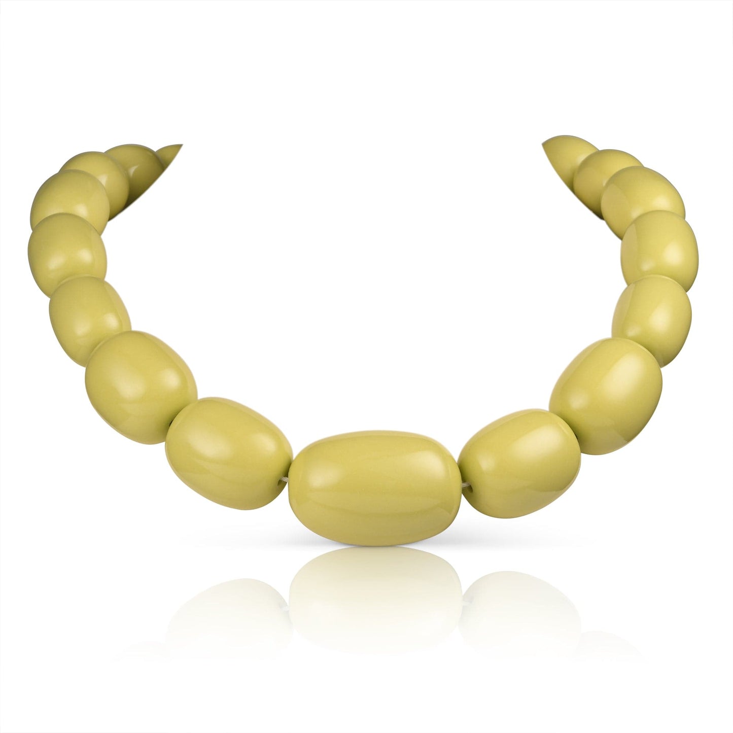 20 inch Long Light Green Oval Beads Statement Necklace for Women