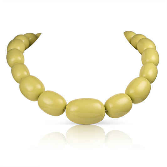 20 inch Long Light Green Oval Beads Statement Necklace for Women