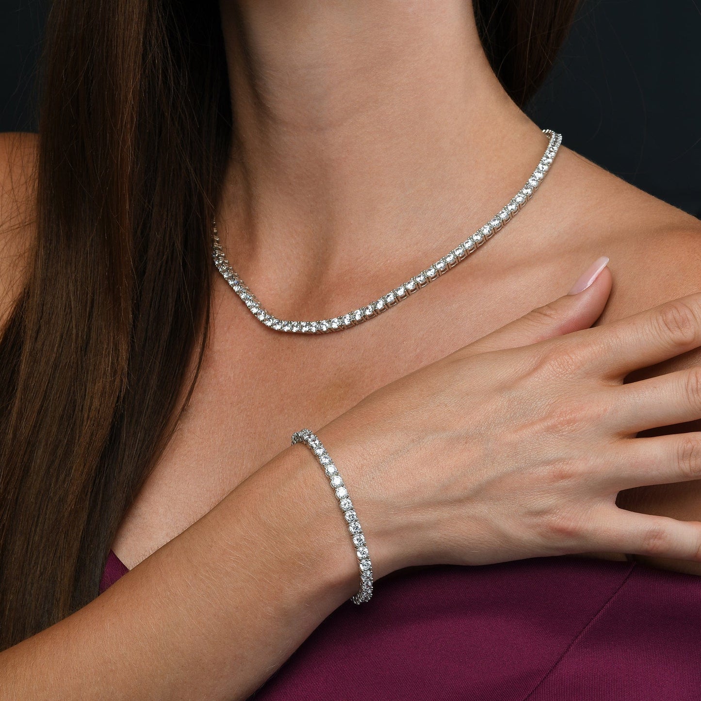 925 Sterling Silver Tennis Bracelet For Women with 4mm Sparkling Cubic Zirconia